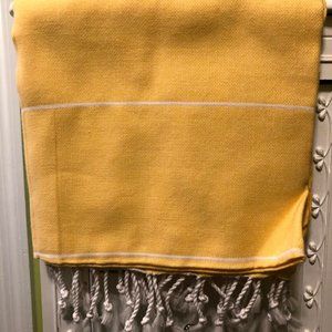 Golden Yellow Canvas Scarf with White Stripes